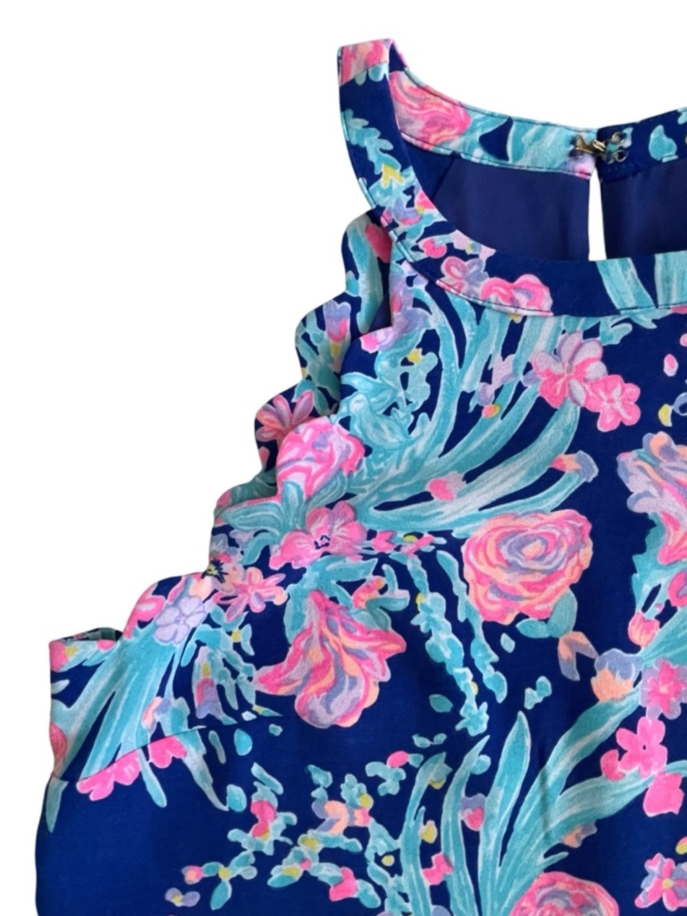 Lilly Pulitzer Tabby Shift Mini Dress Toucan Party Corsica Blue, Scallops XS - Picture 4 of 10